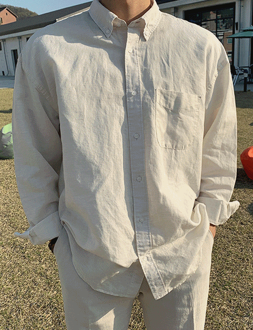 내츄럴 린넨 세미오버 셔츠 (10color)